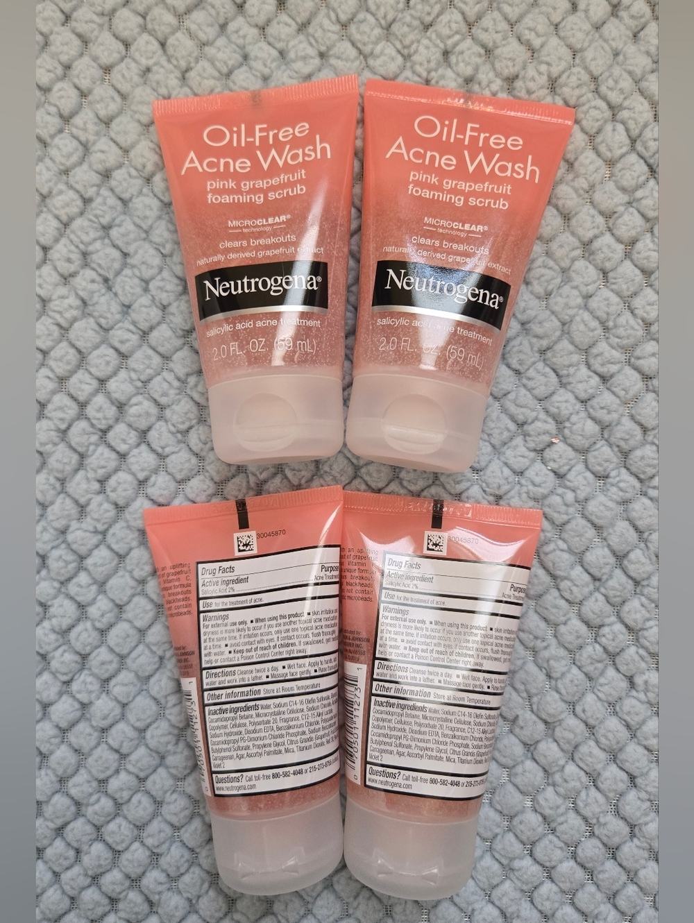 New Neutrogena Pink Grapefruit Foaming Scrub (4 Travel Size Items, 2oz Ea)